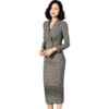 闪闪威尔士亲王格 J9304028颈袖添香时尚正装OL职业装气质修身羊毛套装女套裙 正码正拍 不退不换 商品缩略图4
