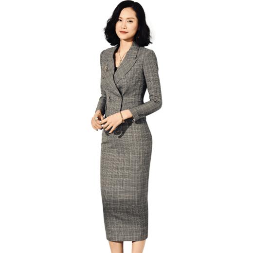 闪闪威尔士亲王格 J9304028颈袖添香时尚正装OL职业装气质修身羊毛套装女套裙 正码正拍 不退不换 商品图4