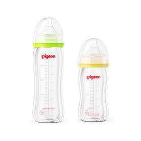【一般贸易】贝亲—宽口径玻璃奶瓶240ml（绿色）/ 160ml（黄色）AA70+AA73