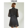 VIMAGE纬漫纪女装秋季复古珍珠扣荷叶边褶皱气质连衣裙V1207805 商品缩略图3
