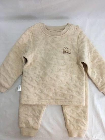 棉果果秋冬季新疆彩棉 男童女童空气层上衣裤子套头套装M401302619612 商品图4