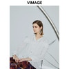 VIMAGE纬漫纪女装秋季新品甜美荷叶边镂空V领百搭通勤衬衫V1209812 商品缩略图2
