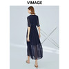 VIMAGE纬漫纪女装夏季深色雪纺高腰显瘦气质连衣裙长款薄V1107762 商品缩略图2