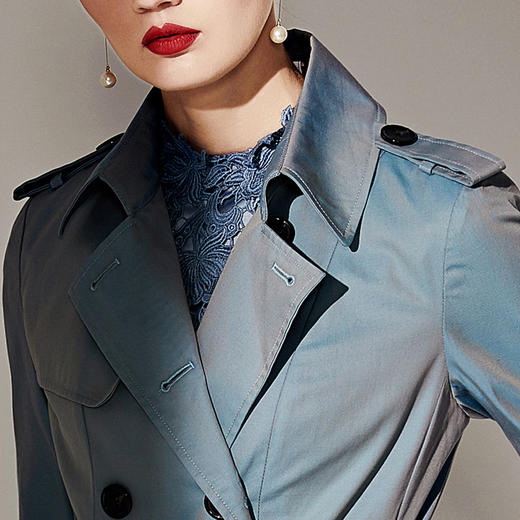 朱珠同款 J8392857B颈袖添香秋季新款时尚英伦风女士彩色薄款风衣外套女中长款J8392857B 商品图3