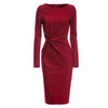 J5380352C颈袖添香季修身收腰显瘦气质酒红色连衣裙子女中长款J5380352C 商品缩略图4