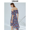 VIMAGE纬漫纪女装夏季度假风不规则裙摆雪纺吊带印花裙薄V1107765 商品缩略图2