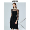VIMAGE纬漫纪女装秋新品优雅网纱透视假两件复古礼服连衣裙V1277802 商品缩略图0