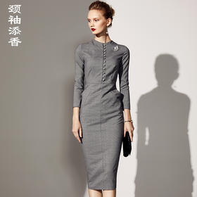 J8382747颈袖添香装新款时尚气质名媛修身包臀职场连衣裙女中长款J8382747