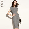 J9283656A颈袖添香季女装灰色短袖中长款ol职场装正装包臀连衣裙J9283656T1X5 商品缩略图0