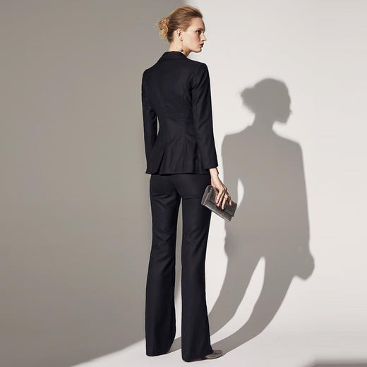 J83A3075颈袖添香春秋新款羊毛气质职业装女士小西装裤套装时尚正装J83A3075 商品图1
