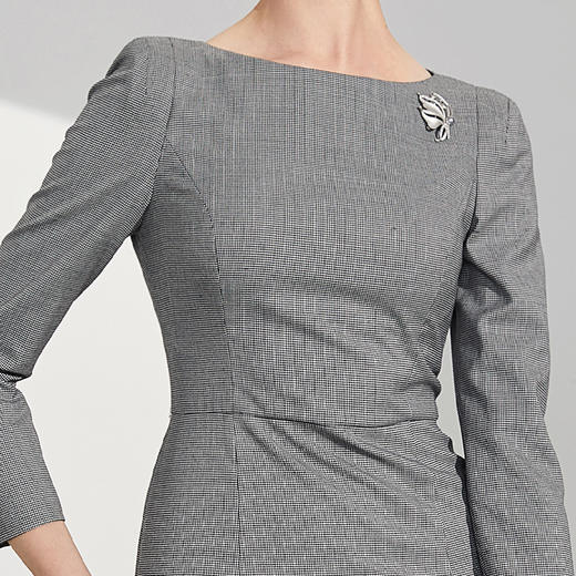 **J8382754B颈袖添香2019春季新款时尚气质修身中长款长袖显瘦包臀连衣裙女J8382754B 商品图2