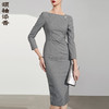 **J8382754B颈袖添香2019春季新款时尚气质修身中长款长袖显瘦包臀连衣裙女J8382754B 商品缩略图0