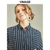 VIMAGE纬漫纪女装通勤气质不规则裙摆条纹衬衫连衣裙V1107757 商品缩略图2