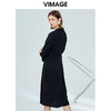 VIMAGE纬漫纪女装秋新品知性成熟干练V领翻领褶皱收腰连衣裙V1207822 商品缩略图4