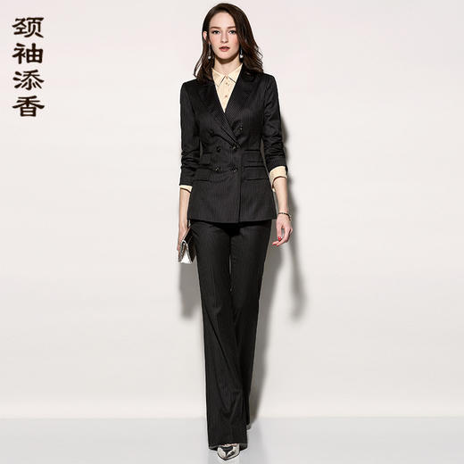 “巧克力”J81A2365颈袖添香春秋韩版时尚英伦正装职业套装女气质小西装套裤J81A2365 商品图2
