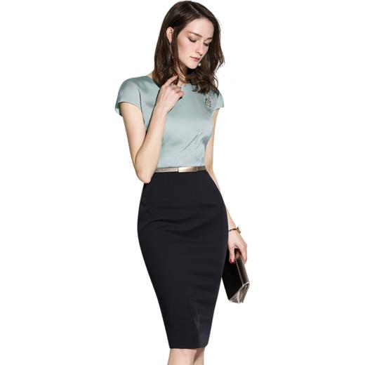 孤品-瑞霞同款，J8182307颈袖添香时尚气质名媛修身包臀职场装连衣裙女装包裙子J8182307不退可换 商品图6