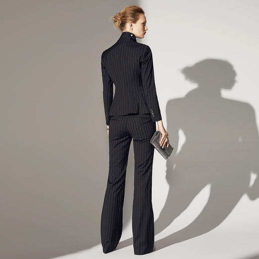 J83A3247颈袖添香春秋新款女装OL职业装小西装条纹套装修身时尚正装J83A3247 商品图1