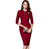 J7381604B颈袖添香新款时尚气质红色羊毛职场装修身包臀连衣裙女J7381604B 商品缩略图4