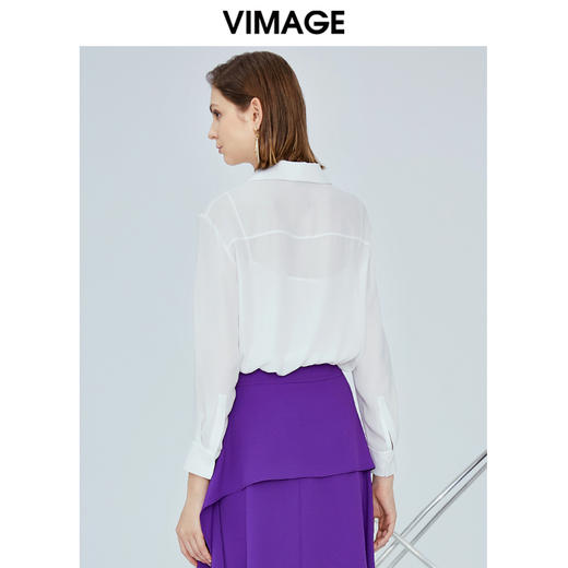 VIMAGE纬漫纪女装秋新品时尚透视吊带内衬垂感商务通勤衬衫V1209811 商品图2