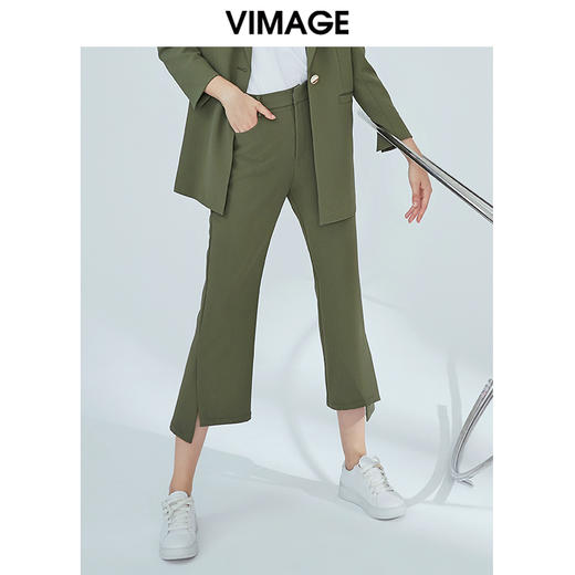 VIMAGE纬漫纪女装秋季新品商务通勤职场九分裤休闲直筒西装裤V1205805 商品图0