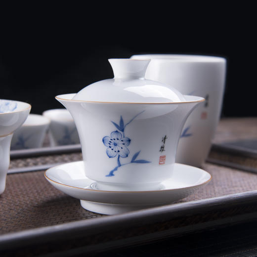 景德镇陶瓷盖碗茶杯茶具套装白瓷青花瓷功夫茶具小套家用整套客厅 商品图3