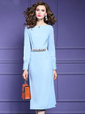 FMY-25476新款洋气法式复古气质修身中长款裙