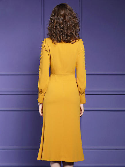 FMY-25476新款洋气法式复古气质修身中长款裙 商品图2