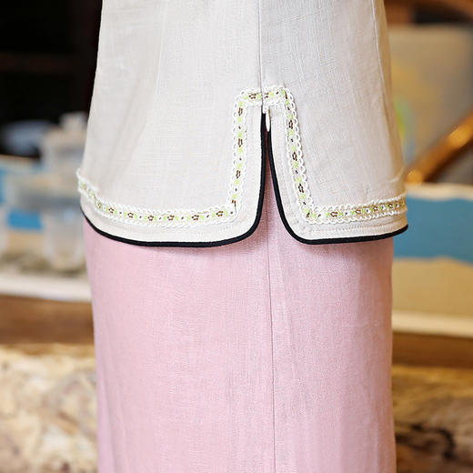 CTN-SY132秋季新款女式品牌长袖棉麻复古立领衬衫 商品图4