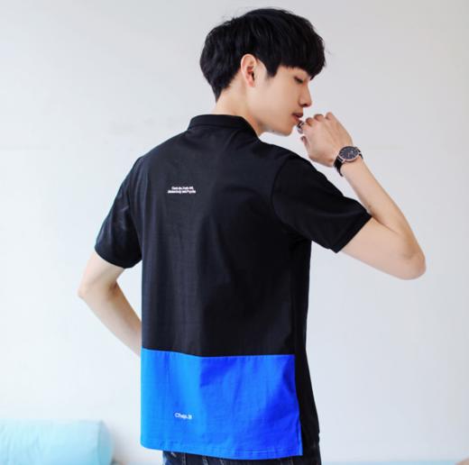 【男装】。夏季男士韩版短袖T恤青少年修身拼接翻领POLO衫有领上衣潮男 商品图2