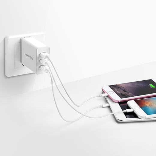 绿联 三口充电器 通用苹果iphoneXs华为荣耀三星安卓小米手机ipad平板 多口USB手机快充插头 5V2a插板 40308 商品图2