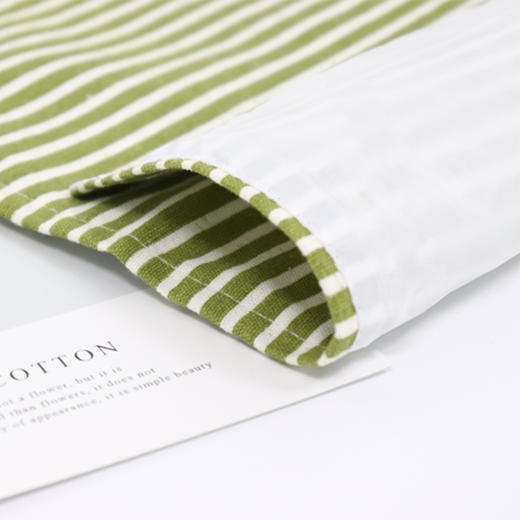 利得韩版时尚棉麻围裙 小熊双层防水围裙 条纹小清新绿 厨房可爱做饭烘焙 商品图6