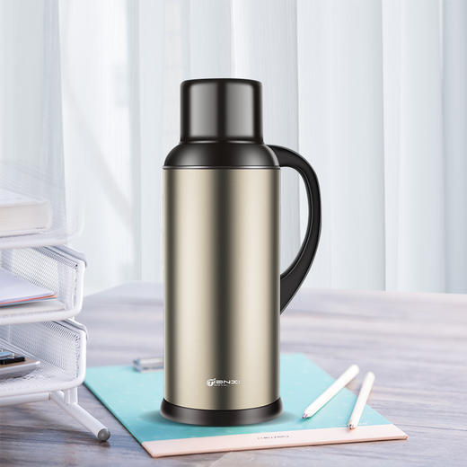 天喜（TIANXI）保温壶 家用大容量保温水壶暖水瓶杯 保温瓶玻璃内胆家居热水瓶暖水壶 经典款金色2L 商品图2