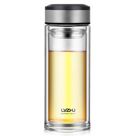 绿珠lvzhu 玻璃杯双层500ml 创意便携商务男女士大容量 茶水分离过滤办公泡茶水杯子B680