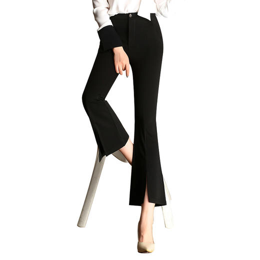 YSYY-QA112327727秋季新款韩版九分裤高腰黑色阔腿裤 商品图4