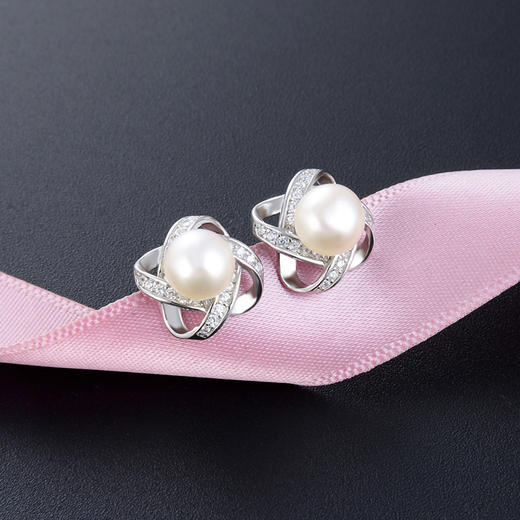 DDS-AR001915韩国网红复古s925纯银淡水珍珠耳钉 商品图0