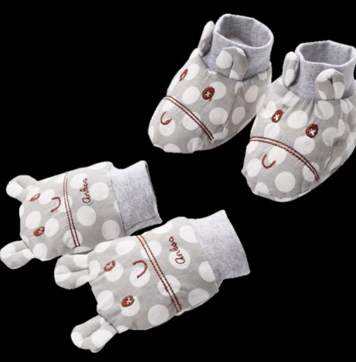 【婴儿用品】。婴儿防抓护手套护脚套新生儿秋冬夹棉护脚护手套保暖0-6个月宝宝 商品图4