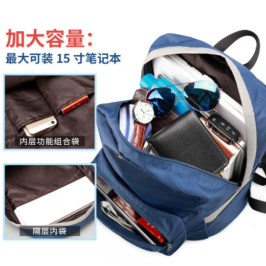 高尔夫GOLF双肩包可折叠电脑背包书包15英寸大容量防水轻便收纳携带户外旅行包D6BV86732S蓝色 商品图0