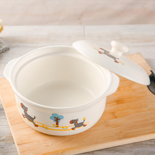 泥火匠 汤煲 陶瓷 小斑马如意炖锅 2100ml 釉中彩耐热砂锅 汤锅 商品图2