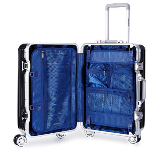 【会员价：616.80】外交官（Diplomat）镜面箱子铝框拉杆箱万向轮登机箱行李箱男女旅行箱密码箱TC-9032 黑色 20英寸 商品图1