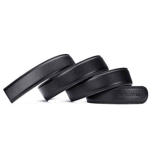 波斯丹顿（BOSTANTEN）男士牛皮腰带自动扣无头皮带平滑扣皮带条商务皮带裤带身 B4173161黑色 商品图5