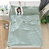 班哲尼 纯棉水洗棉旅行隔脏睡袋床单酒店防脏床单睡袋单人双人加宽便携式旅游防脏隔脏床单 绿条纹120*215cm 商品缩略图7