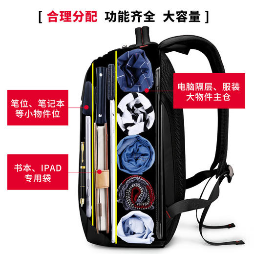 高尔夫GOLF商务休闲双肩包男15英寸笔记本电脑包大容量背包男女通用学生书包 黑色大号 商品图0