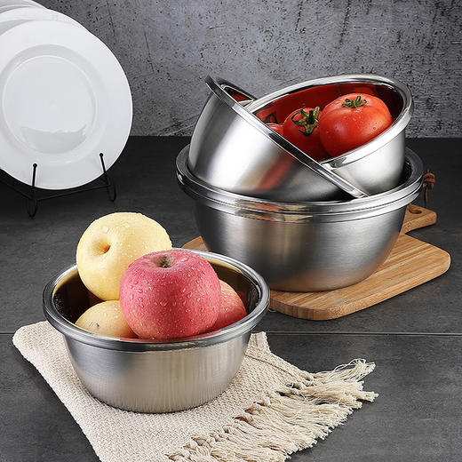 美厨（maxcook）不锈钢盆筛五件套 加大加厚调料盆沥水篮洗菜盆沙拉盆 米筛味斗套装MCPW-5 商品图3