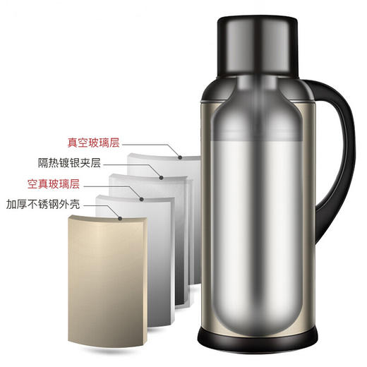 天喜（TIANXI）保温壶 家用大容量保温水壶暖水瓶杯 保温瓶玻璃内胆家居热水瓶暖水壶 经典款金色2L 商品图1