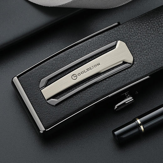 金利来（Goldlion)男士皮带自动扣礼盒简约腰带 男款时尚头层牛皮内扣裤带  MPC81062-2191  110-120CM 礼物送男友 商品图0