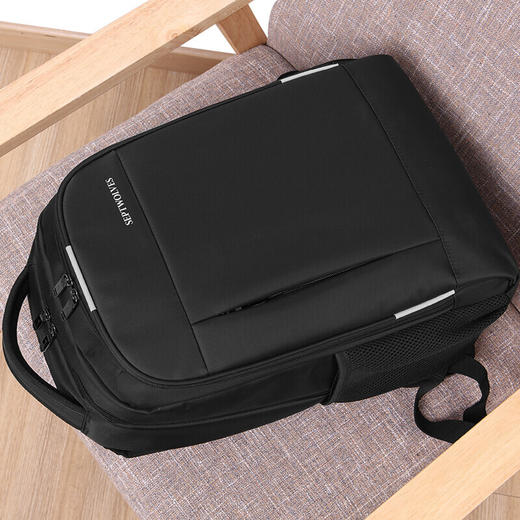 七匹狼双肩包 背包男女15.6英寸笔记本电脑包商务休闲通勤防泼水牛津布学生书包 黑色B0301872-201 商品图4