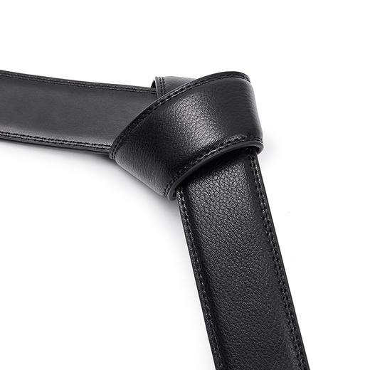 波斯丹顿（BOSTANTEN）男士牛皮腰带自动扣无头皮带平滑扣皮带条商务皮带裤带身 B4173161黑色 商品图2