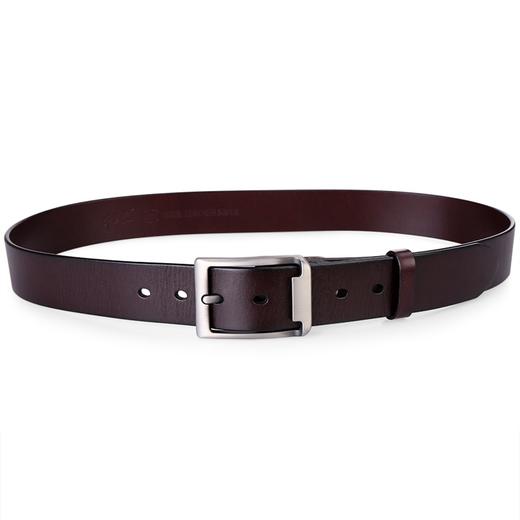 牛当家皮带男针扣腰带男牛皮青年休闲头层牛皮裤带男NP1101深咖色 商品图2