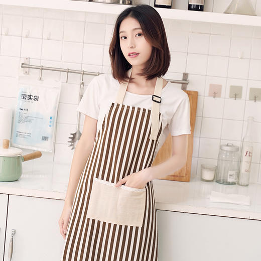 RED利得 围裙棉麻无袖家居厨房条纹时尚围裙烘焙围裙 商品图1