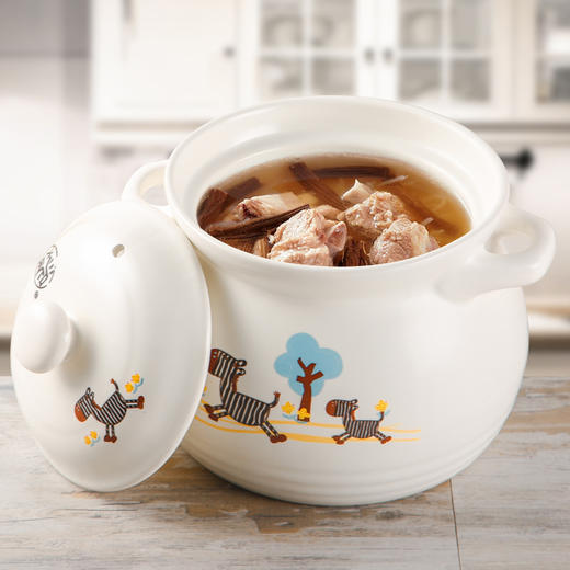 【会员价：77.22】泥火匠 汤煲 陶瓷 小斑马如意汤煲 4600ml 釉中彩耐热砂锅 汤锅炖锅 商品图1